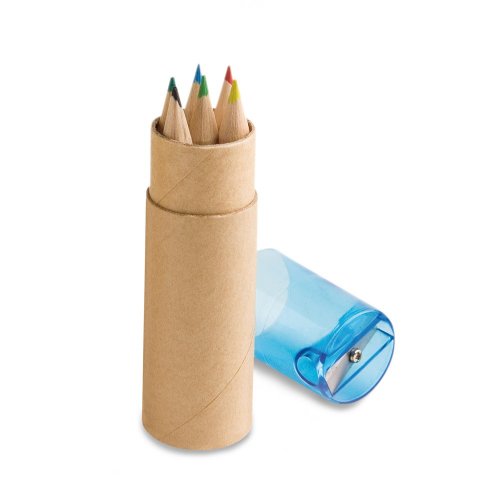 ROLS. Puzdro na ceruzky s 6 farebnými ceruzkami a ostríhadlom