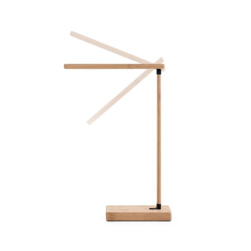 MOREY. Bambusová skládací stolní lampa s bezdrátovou nabíječkou
