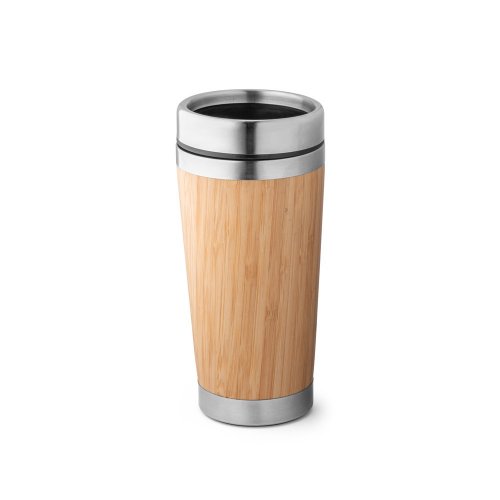 PIETRO. Cestovný pohár z bambusu a nehrdzavejúcej ocele 500 ml