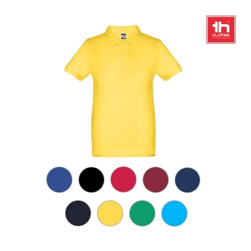 THC ADAM KIDS. Bavlněné polo tričko s krátkým rukávem pro děti (unisex) - Typ potisku a počet barev: bez potisku, Umístění a max. velikost potisku: bez potisku, Počet kusů: 50