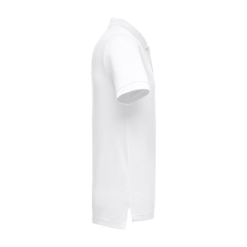 THC ADAM WH. Mužské krátky rukávové bavlnené polo tričko. Biela farba
