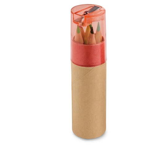 ROLS. Puzdro na ceruzky s 6 farebnými ceruzkami a ostríhadlom